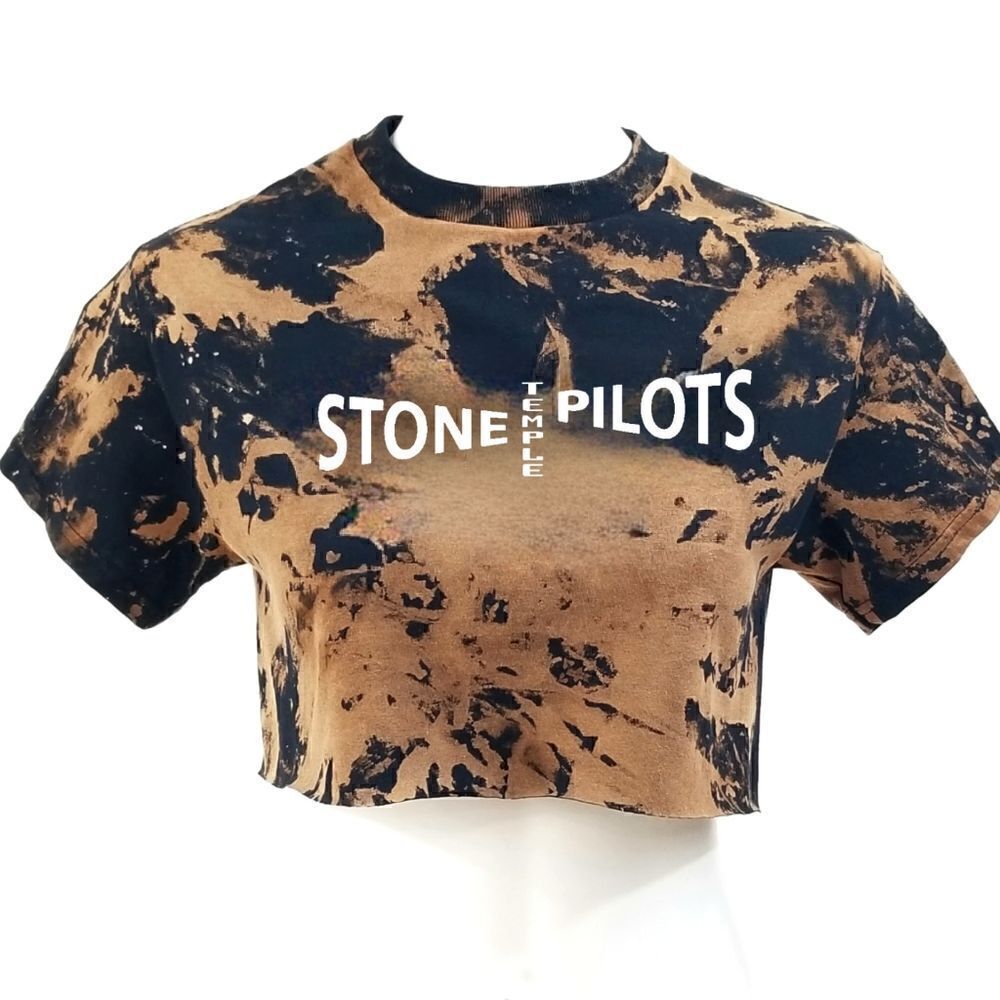 STONE TEMPLE PILOTS Acid Washed Cropped Crop Top Band Tee Metal Grunge Rock Tee